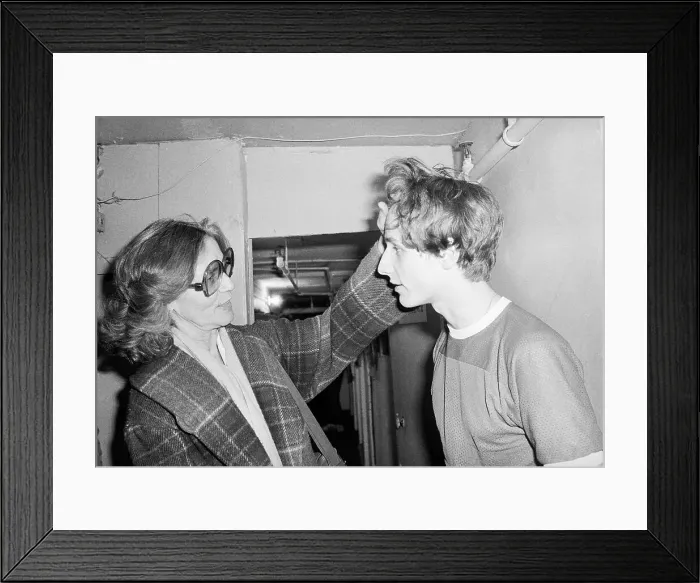 Framed Print : Lauren Bacall Patting Her Son's Head Framed Print : Lauren Bacall Patting Her Son's Head