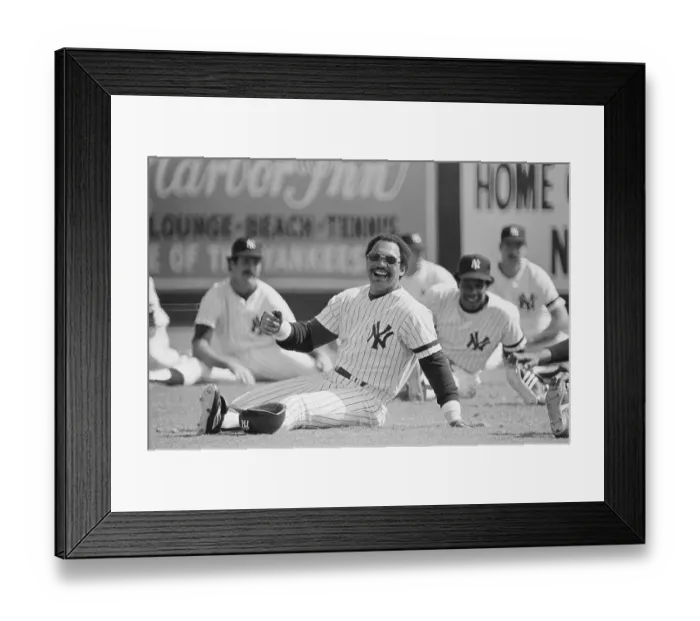Framed Print : Reggie Jackson Stretching with Teammates Framed Print : Reggie Jackson Stretching with Teammates