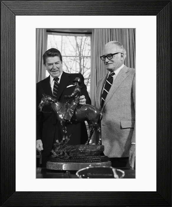 Framed Print : Reagan with Goldwater and Horse Statue Framed Print : Reagan with Goldwater and Horse Statue