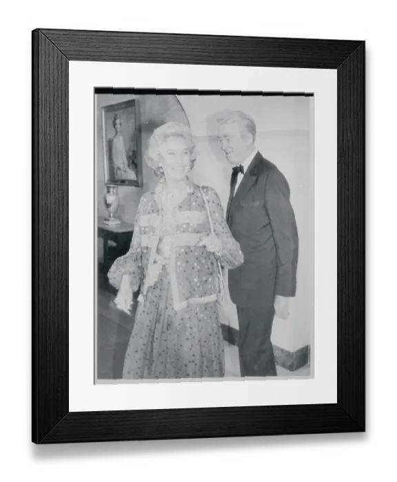 Framed Print : Jimmy Stewart and Wife Entering Party Framed Print : Jimmy Stewart and Wife Entering Party