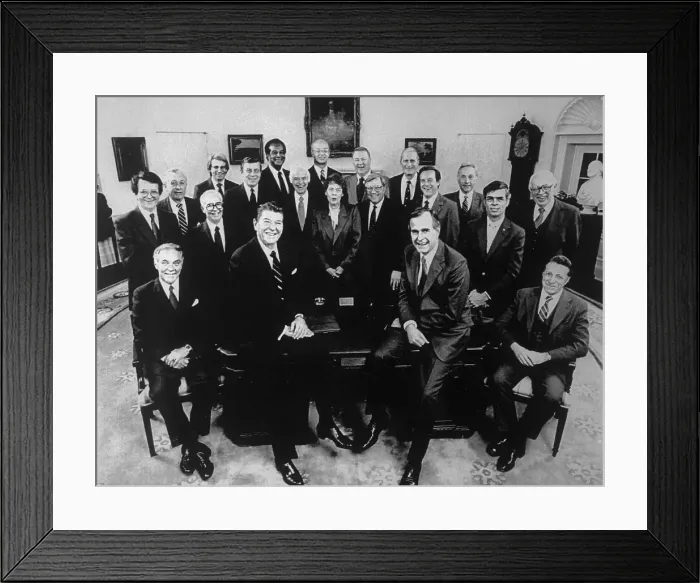 Framed Print : Ronald Reagan Posing with His Staff Framed Print : Ronald Reagan Posing with His Staff