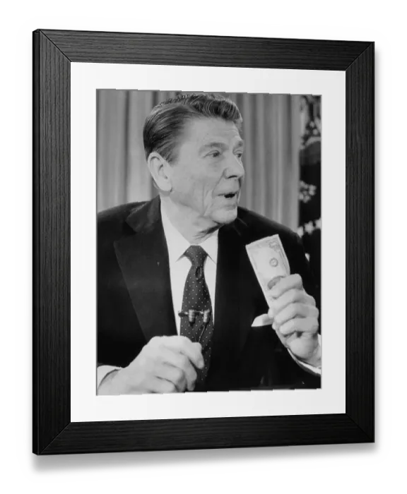 Framed Print : Ronald Reagan Holding Currency Framed Print : Ronald Reagan Holding Currency