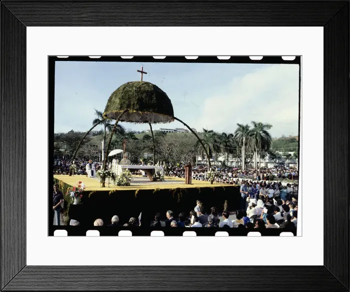 Framed Print : Pope John Paul II gives mass at Plaza de Espana Framed Print : Pope John Paul II gives mass at Plaza de Espana