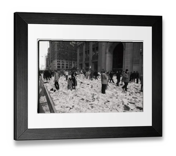 Framed Print : Spectators at Finish of Ticker Tape Parade Framed Print : Spectators at Finish of Ticker Tape Parade