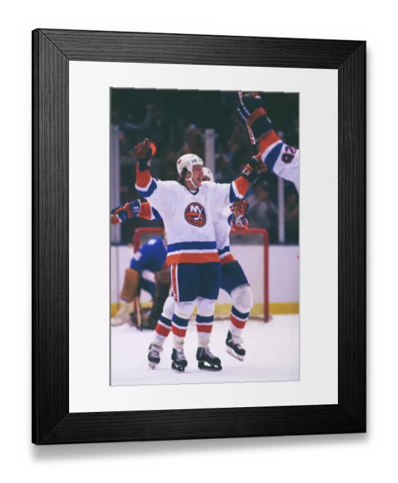 Framed Print : Jubilant Mike Bossy After Winning Hockey Goal