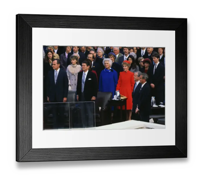 Framed Print : Ronald Reagan and George Bush with Family at Inaugural Ceremony Framed Print : Ronald Reagan and George Bush with Family at Inaugural Ceremony