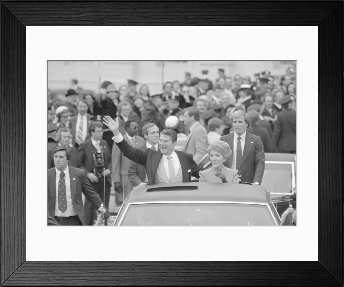 Framed Print : President Reagan Waving to Crowds Framed Print : President Reagan Waving to Crowds