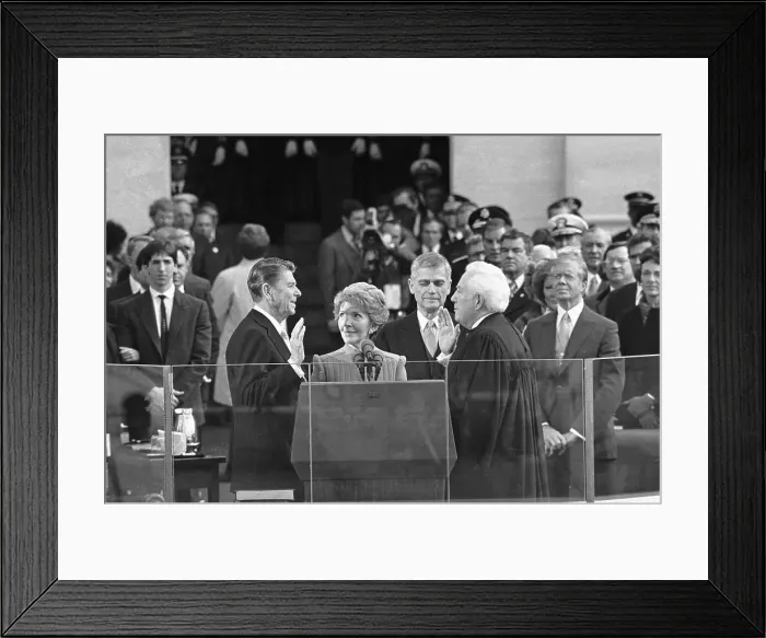 Framed Print : Ronald Reagan Sworn in at Inauguration Framed Print : Ronald Reagan Sworn in at Inauguration