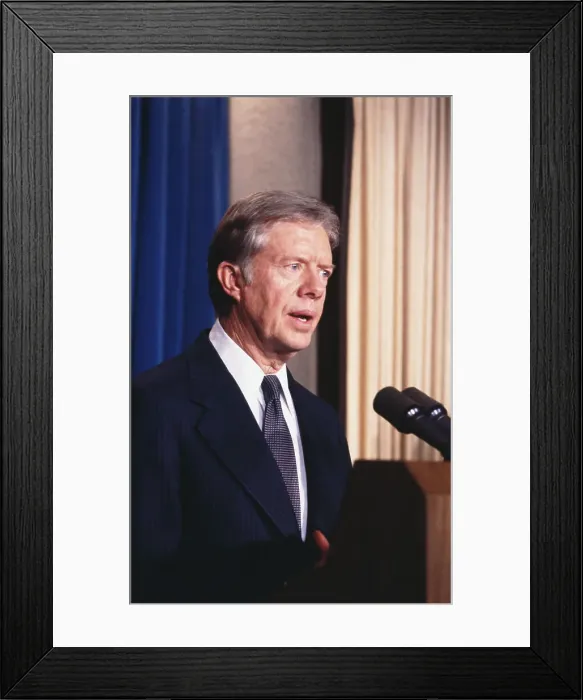Framed Print : President Jimmy Carter Speaking at Microphone Framed Print : President Jimmy Carter Speaking at Microphone