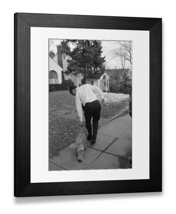 Framed Print : George Bush Feeding His Dog Framed Print : George Bush Feeding His Dog