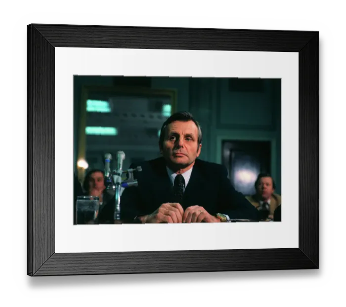 Framed Print : Defense Secretary Frank Carlucci at Microphones