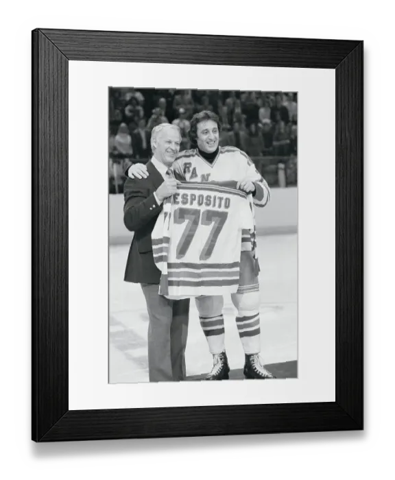 Framed Print : Phil Esposito Posing with Jersey