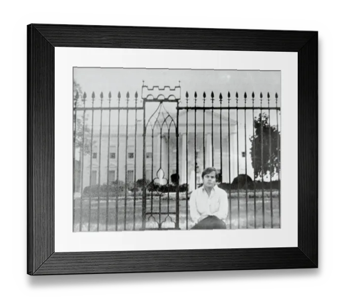 Framed Print : John Hinckley Jr. Posing in Front of White House Framed Print : John Hinckley Jr. Posing in Front of White House