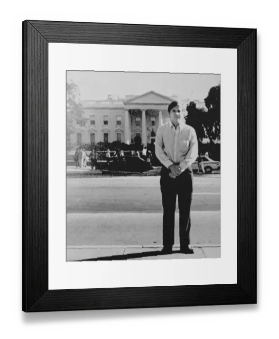 Framed Print : John Hinckley Jr. Posing in Front of White House Framed Print : John Hinckley Jr. Posing in Front of White House