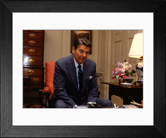 Framed Print : President Reagan in Relaxed Mood Framed Print : President Reagan in Relaxed Mood