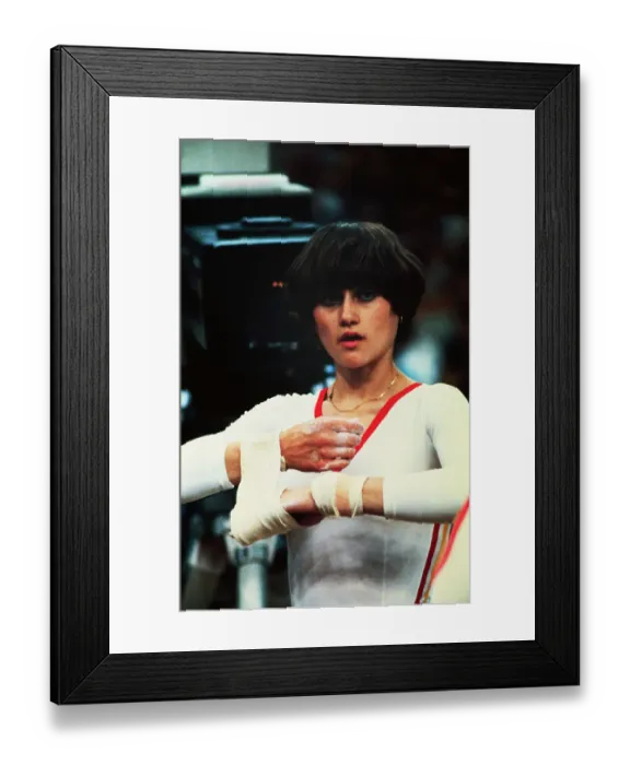 Framed Print : Olympian Nadia Comaneci Preparing Her Wrists for Feats Framed Print : Olympian Nadia Comaneci Preparing Her Wrists for Feats