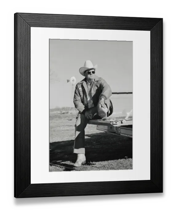 Framed Print : Texan Sitting on Truck Tailgate Framed Print : Texan Sitting on Truck Tailgate