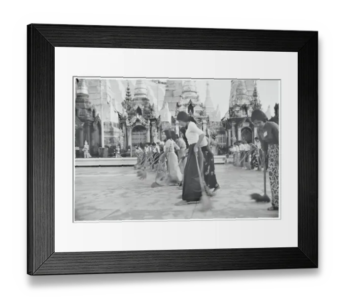 Framed Print : Burmese Women Cleaning Floor Framed Print : Burmese Women Cleaning Floor