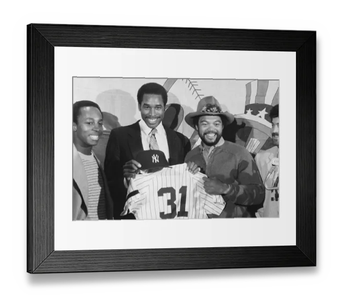 Framed Print : Dave Winfield and Reggie Jackson Holding Hat and Shirt Framed Print : Dave Winfield and Reggie Jackson Holding Hat and Shirt
