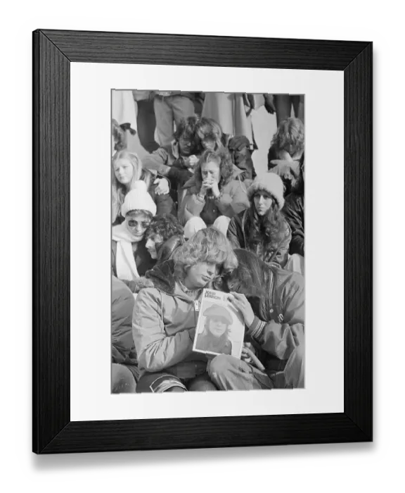 Framed Print : Mourners Holding Vigil for John Lennon Framed Print : Mourners Holding Vigil for John Lennon