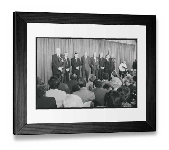 Framed Print : Ronald Reagan Cabinet at Press Meet Framed Print : Ronald Reagan Cabinet at Press Meet