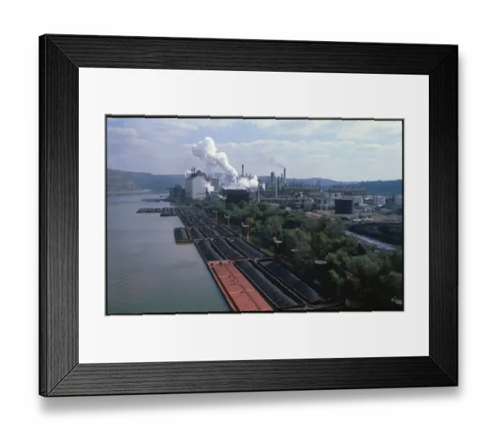Framed Print : Smoke Billowing from Barges Framed Print : Smoke Billowing from Barges