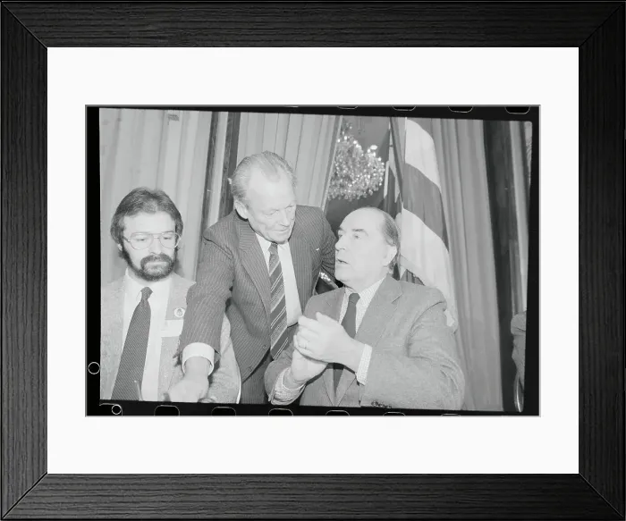 Framed Print : Willy Brandt and Francois Mitterrand Conversing Framed Print : Willy Brandt and Francois Mitterrand Conversing