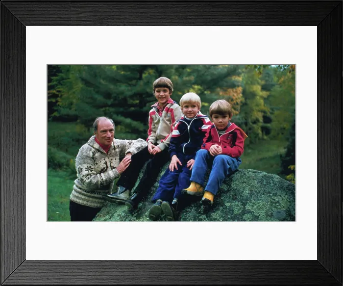 Framed Print : Pierre Trudeau with Sons Outdoors