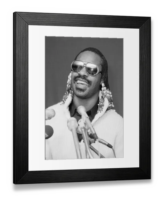 Framed Print : Stevie Wonder Talking at News Conference Framed Print : Stevie Wonder Talking at News Conference