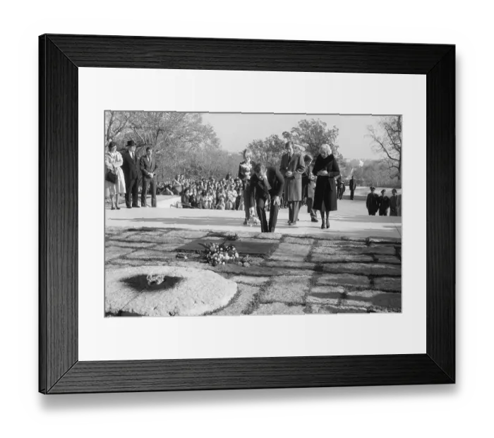 Framed Print : Edward Kennedy Places Flowers On Grave Framed Print : Edward Kennedy Places Flowers On Grave