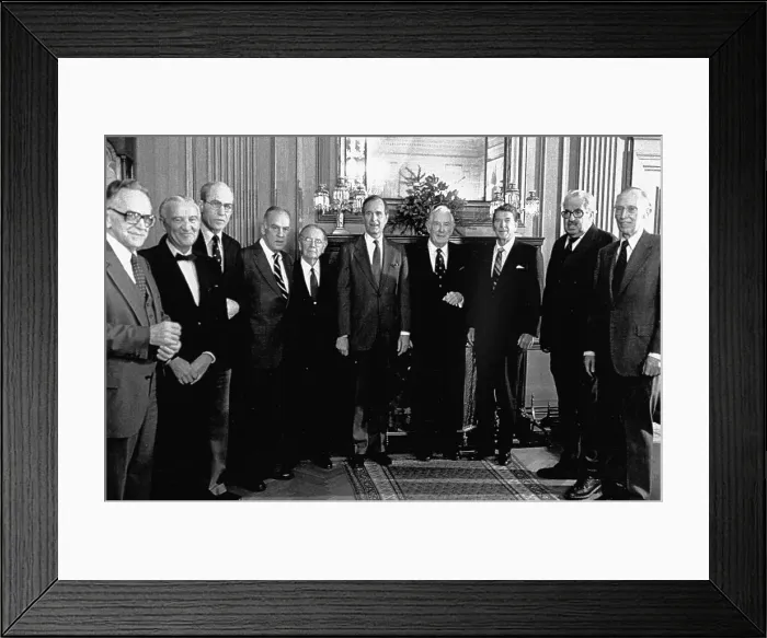 Framed Print : President-elect Ronald Reagan with George Bush and Members of Supreme Court