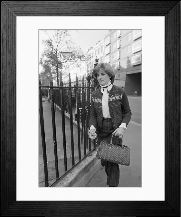 Framed Print : Lady Diana Walking on Sidewalk Framed Print : Lady Diana Walking on Sidewalk