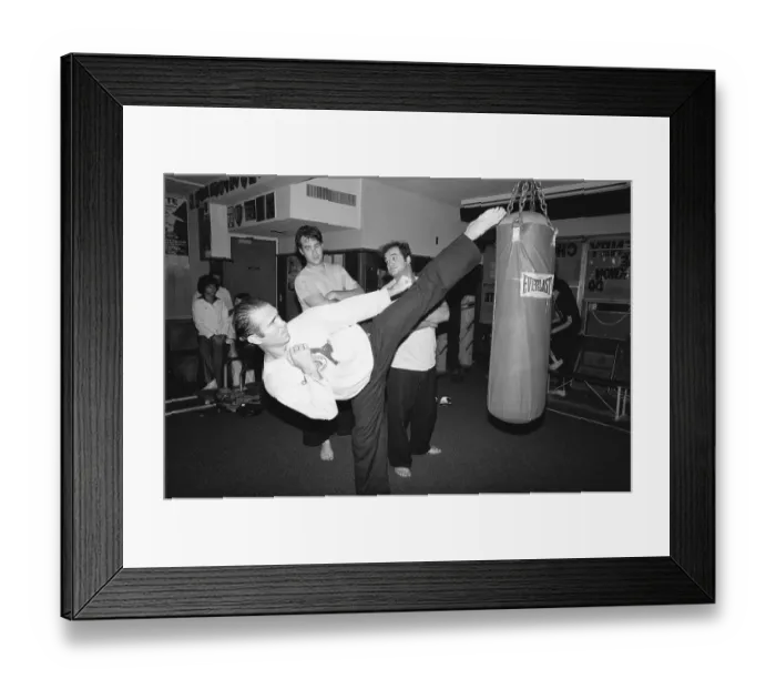 Framed Print : John Belushi and Dan Aykroyd with Karate Champ Framed Print : John Belushi and Dan Aykroyd with Karate Champ
