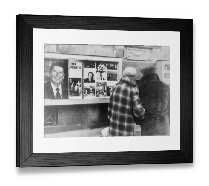 Framed Print : Muscovites Reading About President Reagan Framed Print : Muscovites Reading About President Reagan