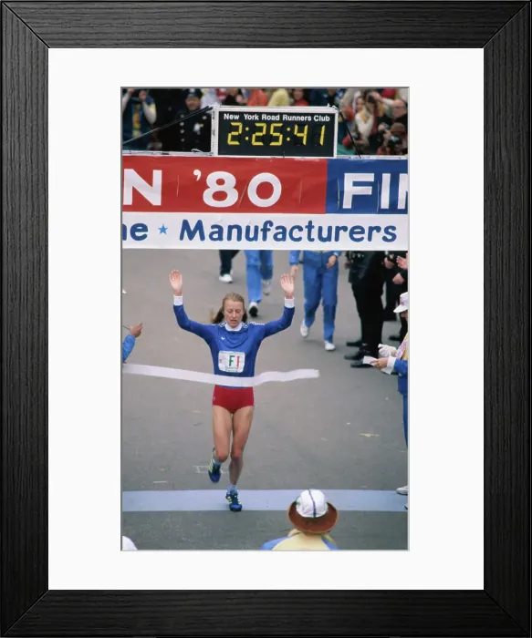 Framed Print : Grete Waitz Crossing Finish Line Framed Print : Grete Waitz Crossing Finish Line