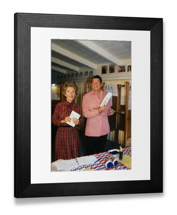 Framed Print : Ronald and Nancy Reagan Voting Framed Print : Ronald and Nancy Reagan Voting
