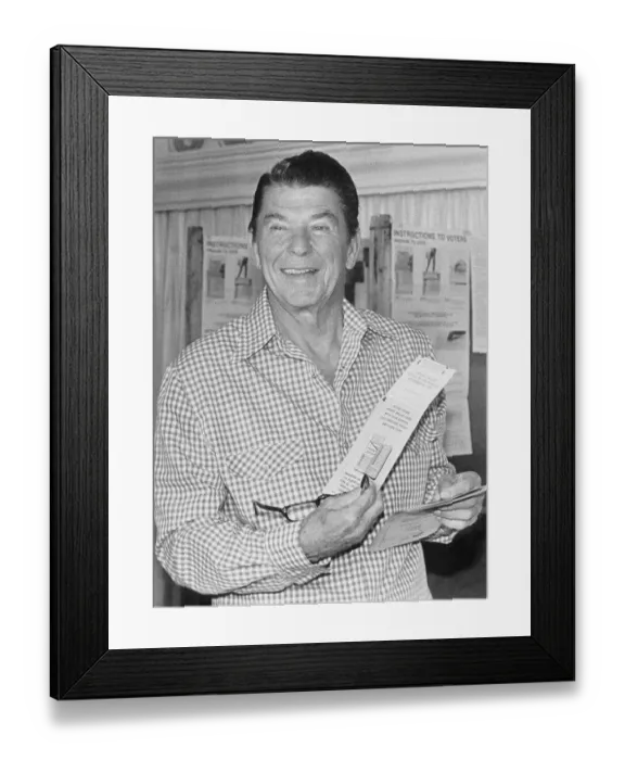 Framed Print : Ronald Reagan Holding a Ballot