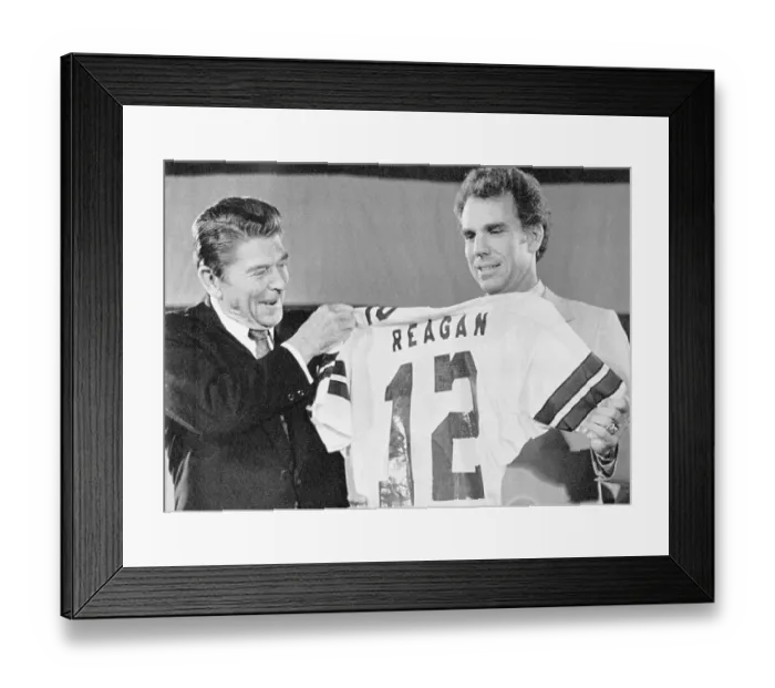 Framed Print : Ronald Reagan Holding Jersey Framed Print : Ronald Reagan Holding Jersey