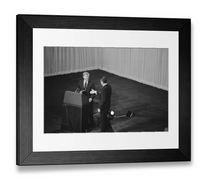 Framed Print : Ronald Reagan and Jimmy Carter Shake Hands Before Debate Framed Print : Ronald Reagan and Jimmy Carter Shake Hands Before Debate