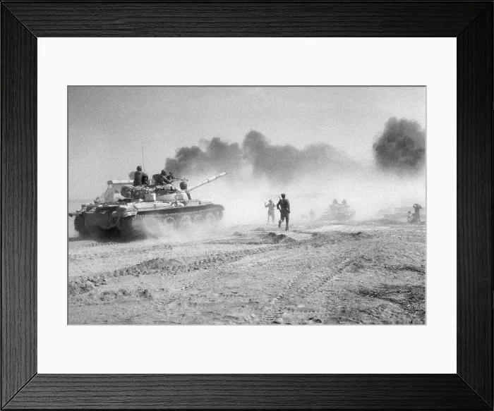 Framed Print : Tank Advances Through Smoke