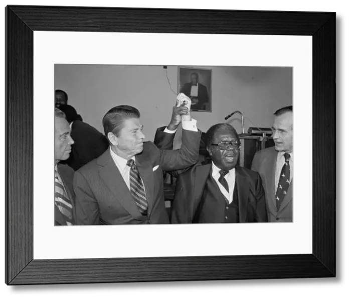 Framed Print : Ronald Reagan Joining Hands with Ralph Abernathy