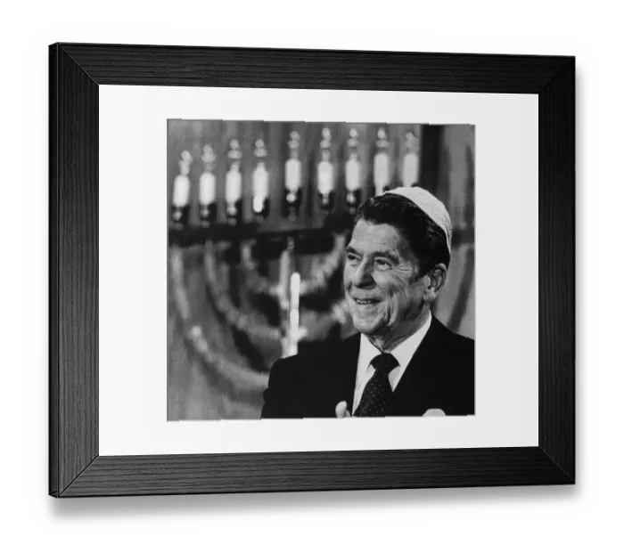 Framed Print : Ronald Reagan Wearing Jewish Cap Framed Print : Ronald Reagan Wearing Jewish Cap