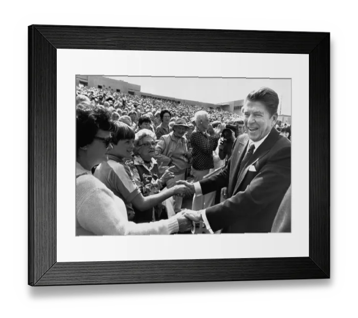 Framed Print : Ronald Reagan Greets Crowd at Leisure World Framed Print : Ronald Reagan Greets Crowd at Leisure World