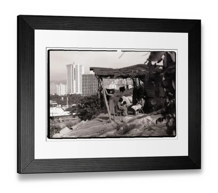 Framed Print : People Under Shelter near Hotel Framed Print : People Under Shelter near Hotel