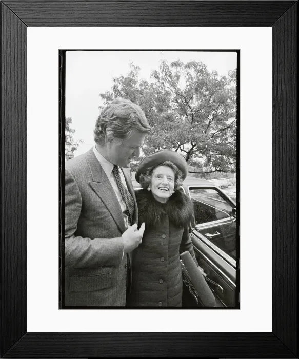 Framed Print : Rose Kennedy Being Helped to Car by Ted Kennedy