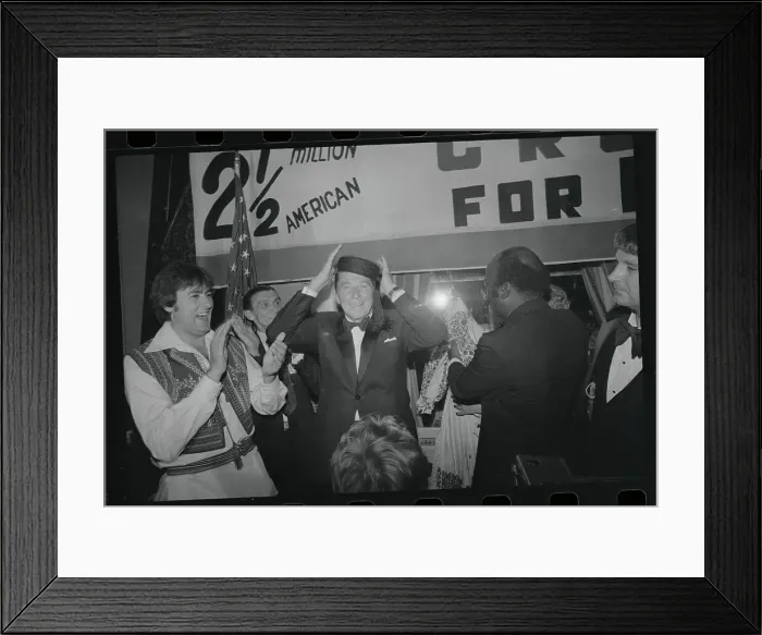 Framed Print : Ronald Reagan Wearing a Hat Framed Print : Ronald Reagan Wearing a Hat