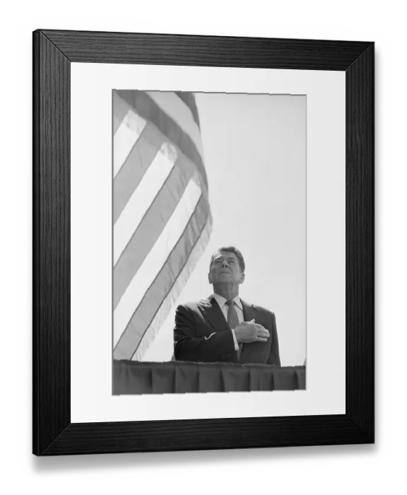 Framed Print : Ronald Reagan Singing the National Anthem Framed Print : Ronald Reagan Singing the National Anthem