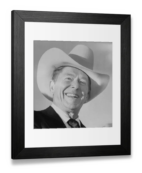 Framed Print : Ronald Reagan in Large Hat Framed Print : Ronald Reagan in Large Hat