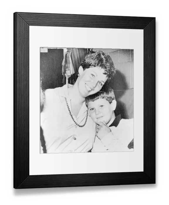Framed Print : Donna Robins Hugging Her Son