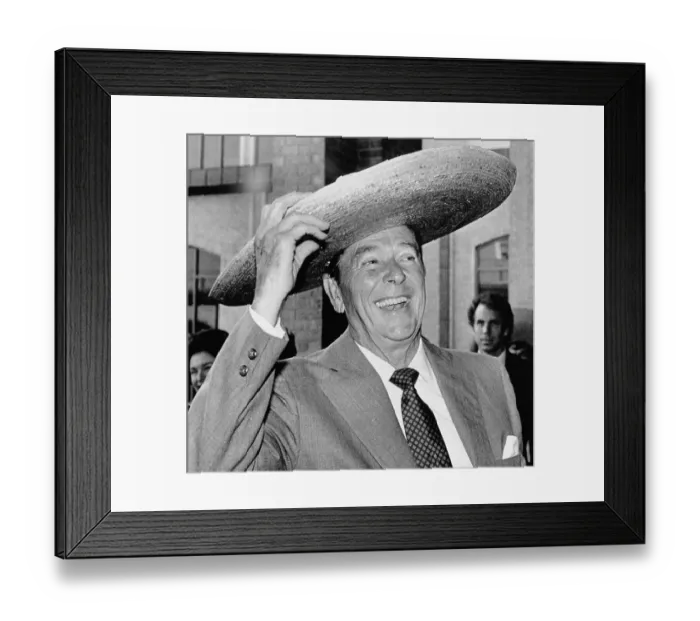 Framed Print : Ronald Reagan Wearing a Sombrero Framed Print : Ronald Reagan Wearing a Sombrero